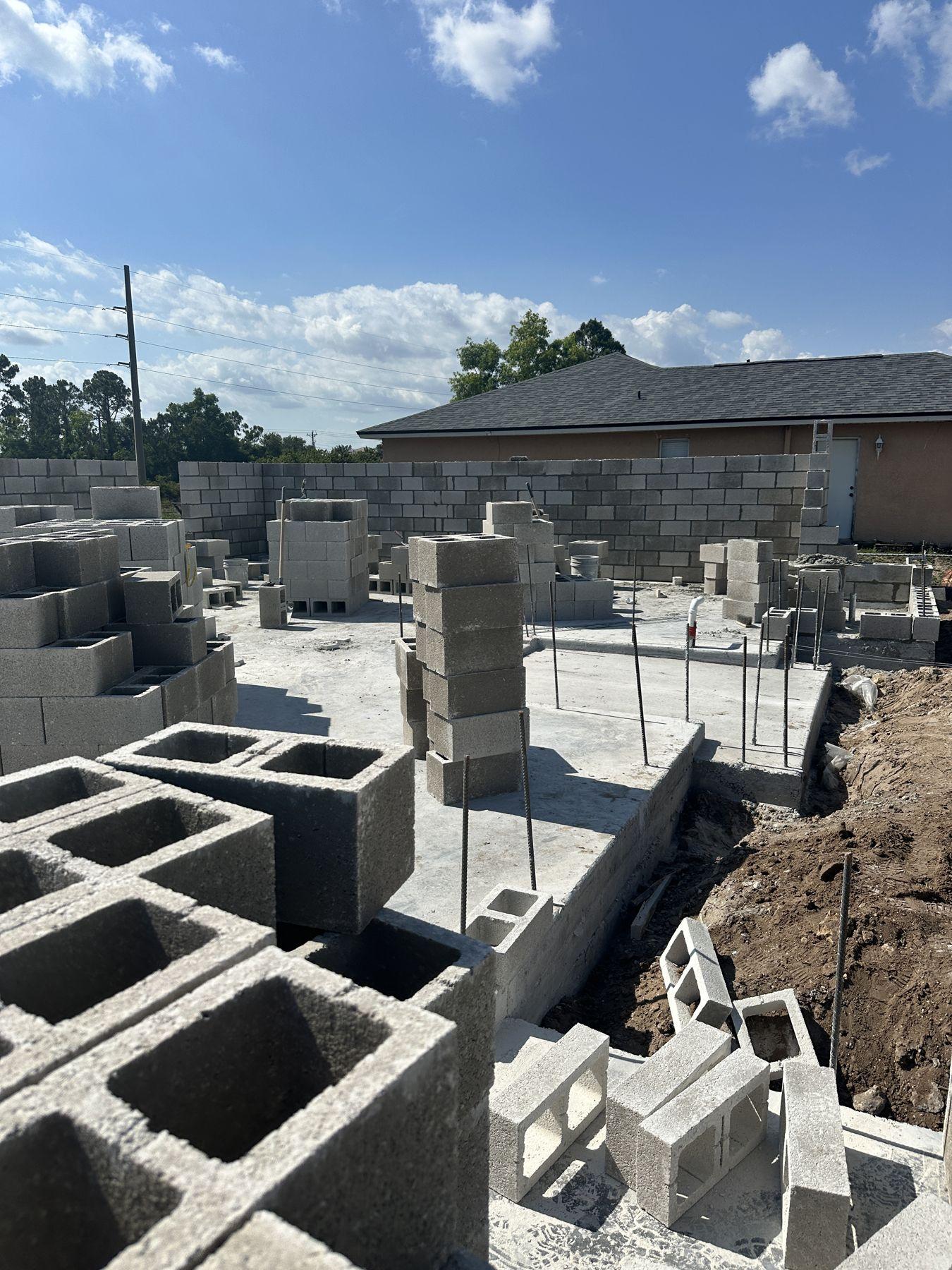 Concrete block walls going up