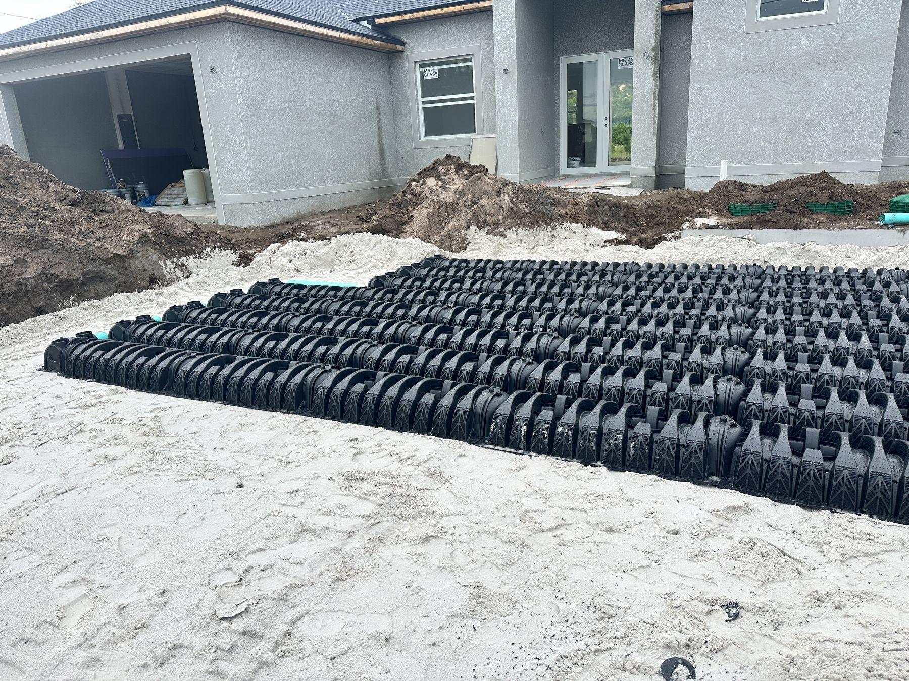 New septic drain field being installed